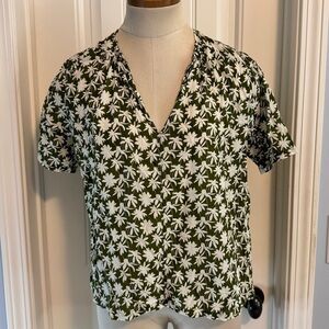 Trovata Birds of Paradis XS Green Floral Blouse Top